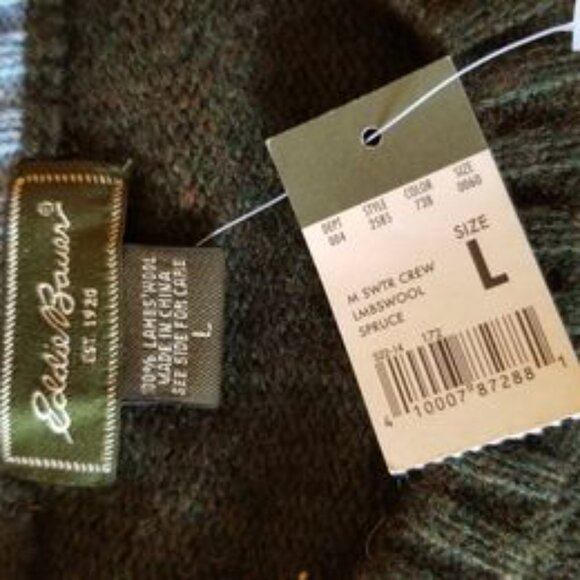 Two Eddie Bauer Men's Sweaters, 1x wool new with tags (sold together) - Picture 3 of 9